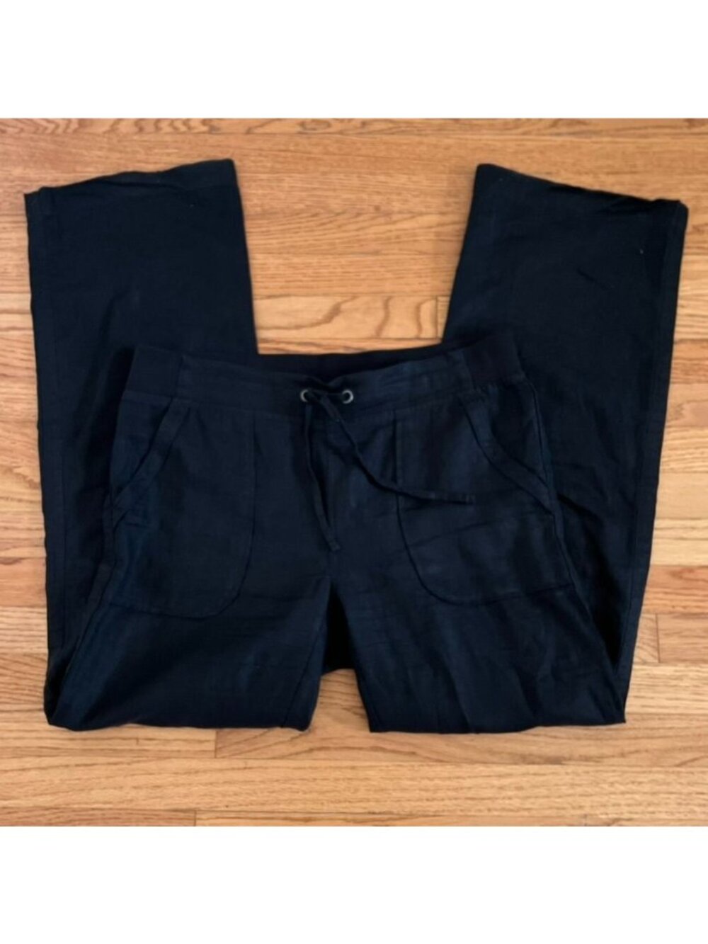 Athleta Womens Sz 12 Linen Wide Leg Pull-On Pants Drawstring Coastal Summer - Picture 10 of 16